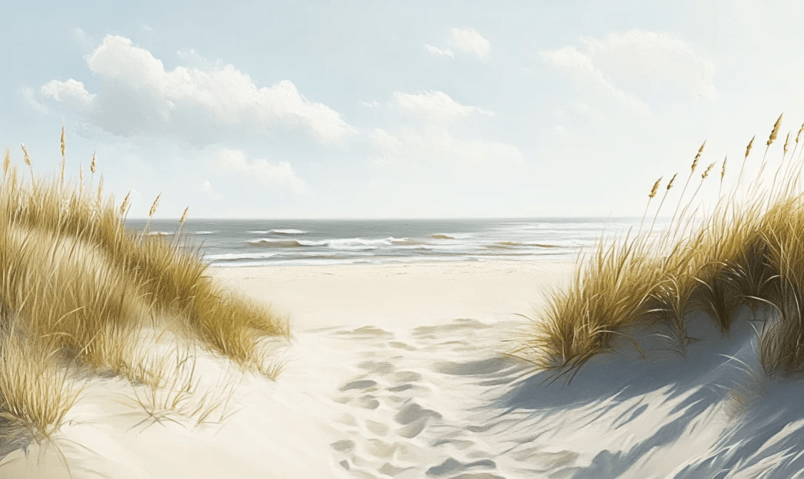 Sentier des Dunes : Papier Peint Panoramique Sable et Mer - Illulart: Papier peint panoramique