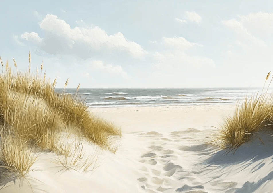 Sentier des Dunes : Papier Peint Panoramique Sable et Mer - Illulart: Papier peint panoramique