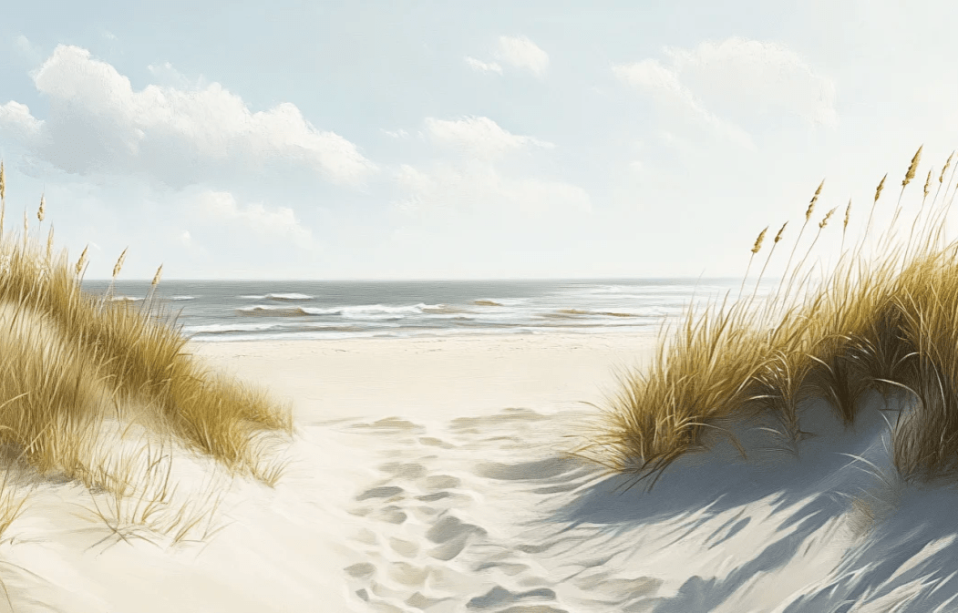 Sentier des Dunes : Papier Peint Panoramique Sable et Mer - Illulart: Papier peint panoramique