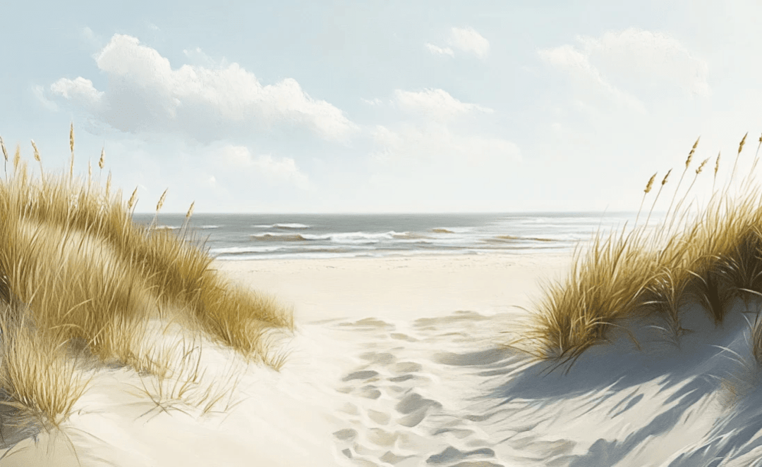 Sentier des Dunes : Papier Peint Panoramique Sable et Mer - Illulart: Papier peint panoramique