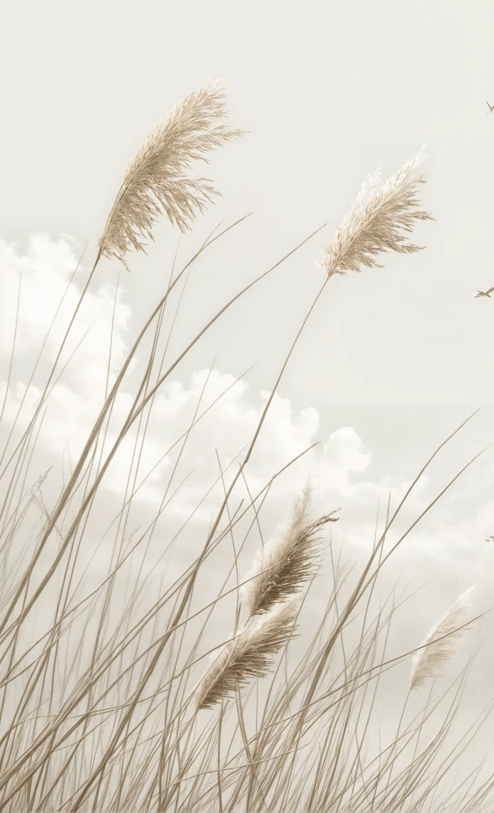 Sérénité Naturelle : Décoration Murale avec Herbes Sauvages - Illulart: Papier peint panoramique