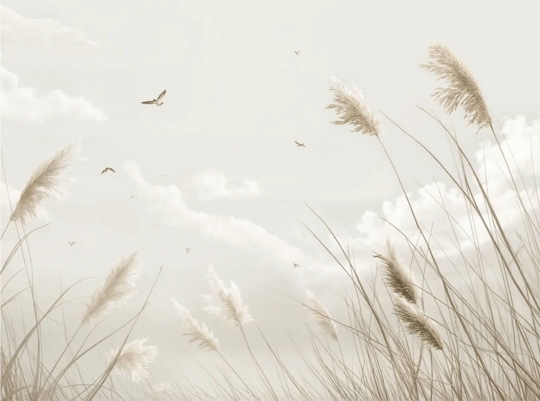 Sérénité Naturelle : Décoration Murale avec Herbes Sauvages - Illulart: Papier peint panoramique