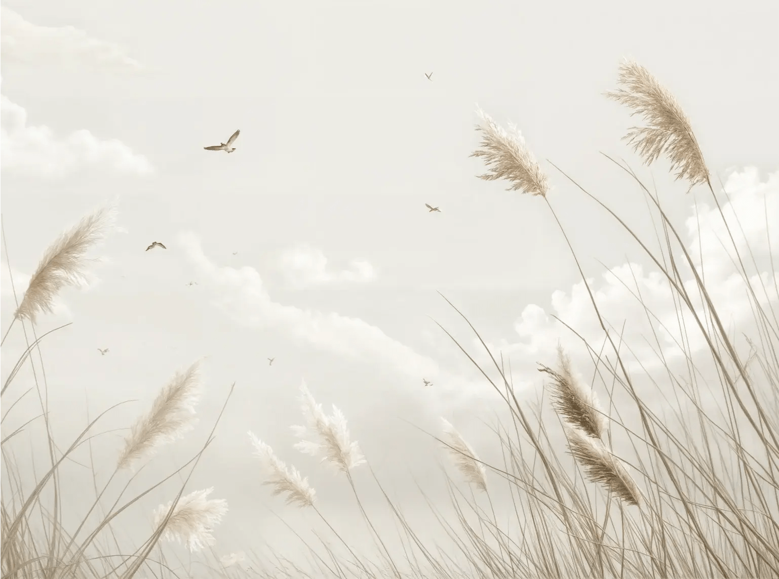 Sérénité Naturelle : Décoration Murale avec Herbes Sauvages - Illulart: Papier peint panoramique