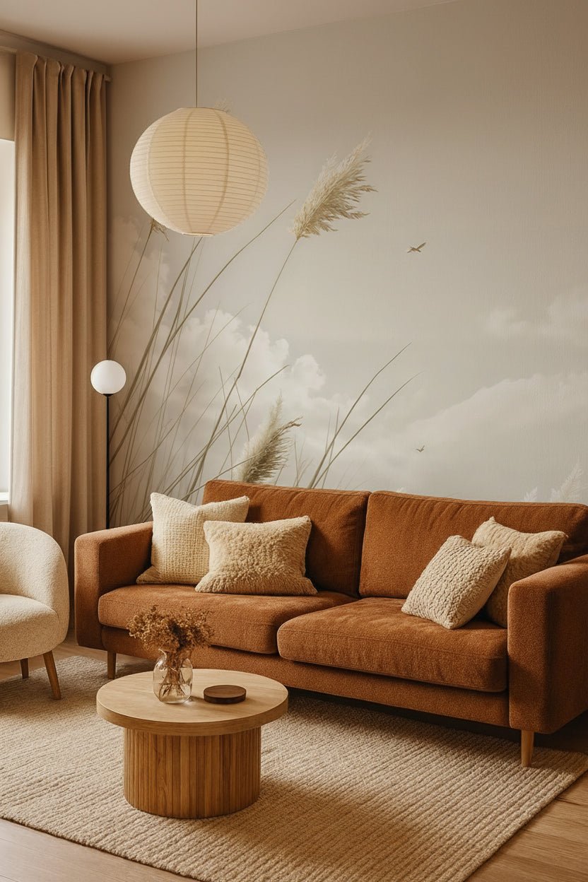 Sérénité Naturelle : Décoration Murale avec Herbes Sauvages - Illulart: Papier peint panoramique