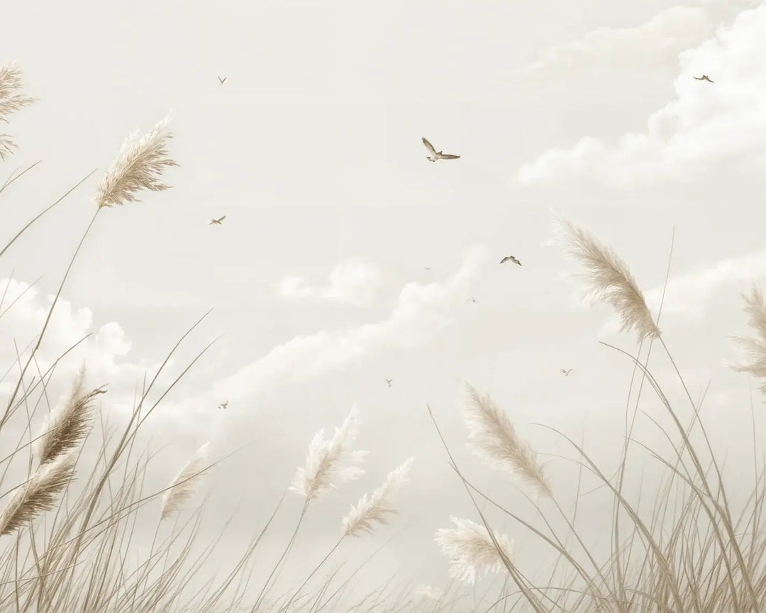 Sérénité Naturelle : Décoration Murale avec Herbes Sauvages - Illulart: Papier peint panoramique