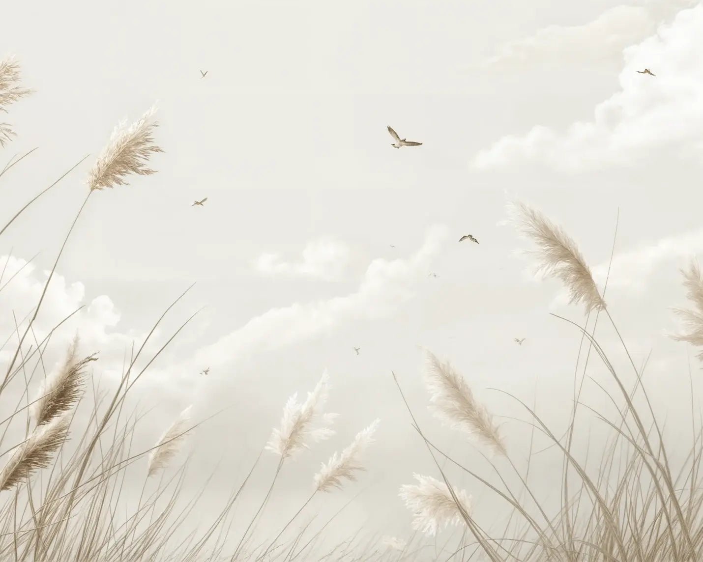 Sérénité Naturelle : Décoration Murale avec Herbes Sauvages - Illulart: Papier peint panoramique