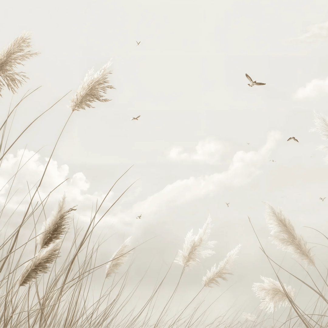 Sérénité Naturelle : Décoration Murale avec Herbes Sauvages - Illulart: Papier peint panoramique