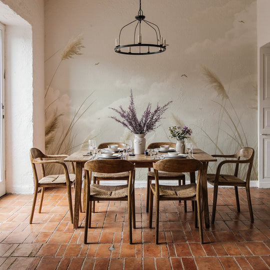 Sérénité Naturelle : Décoration Murale avec Herbes Sauvages - Illulart: Papier peint panoramique