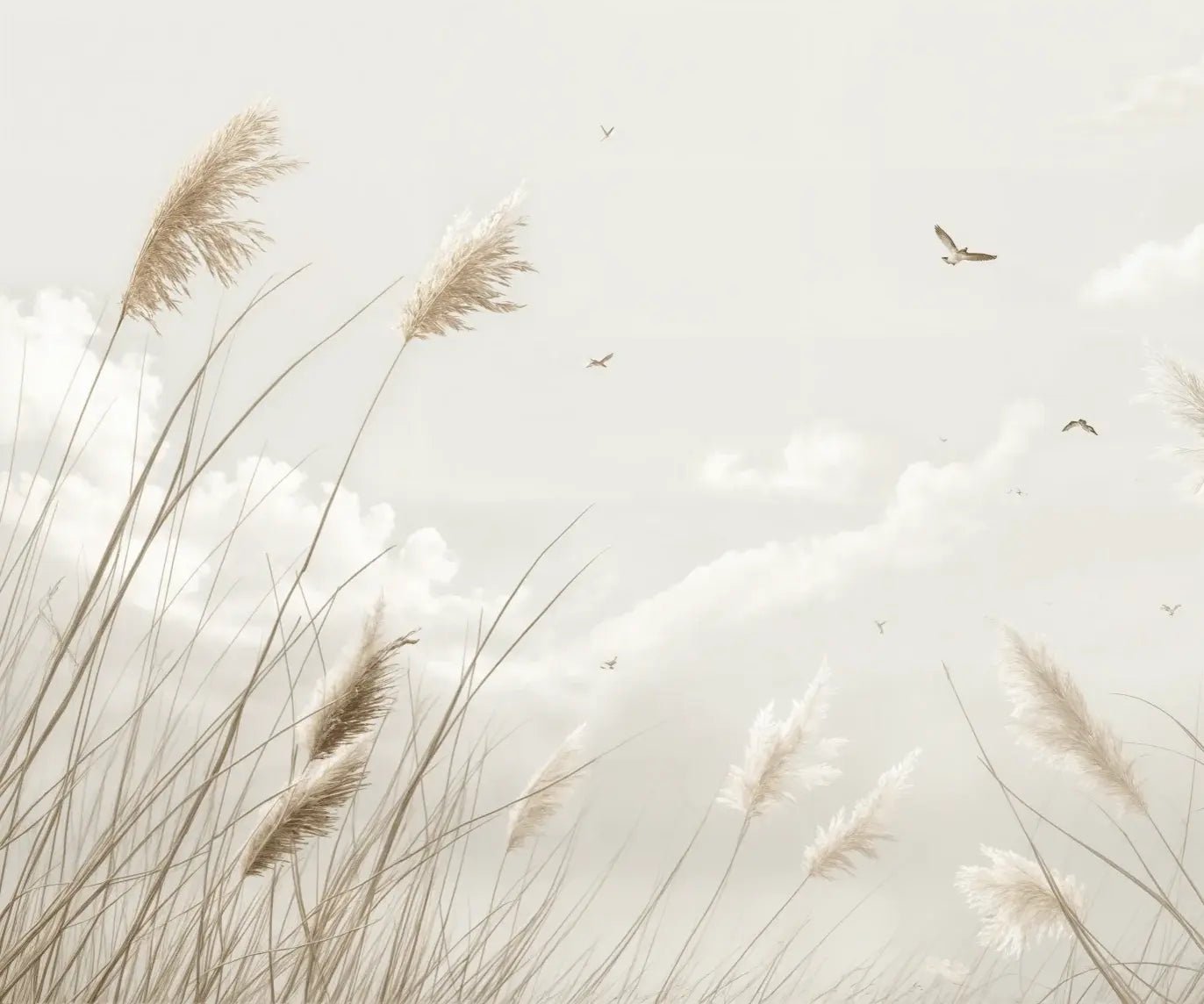 Sérénité Naturelle : Décoration Murale avec Herbes Sauvages - Illulart: Papier peint panoramique