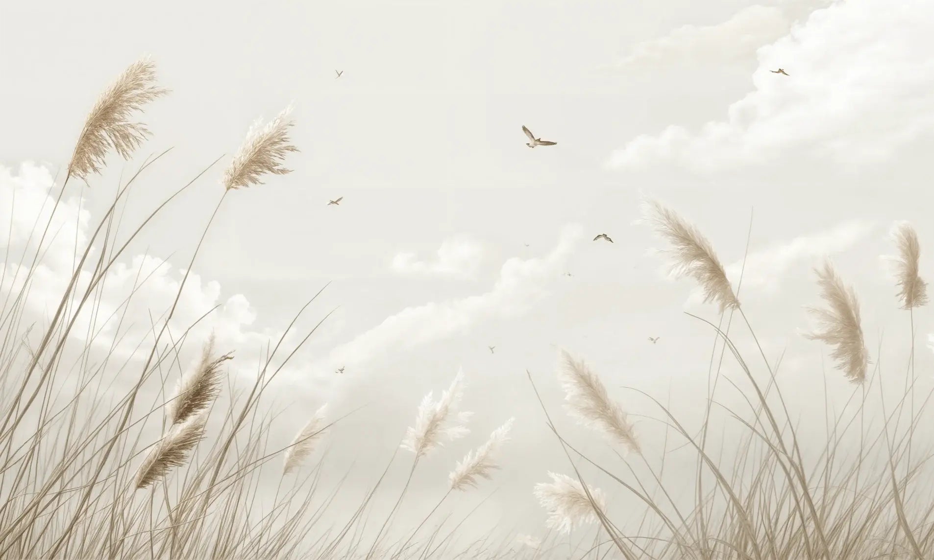 Sérénité Naturelle : Décoration Murale avec Herbes Sauvages - Illulart: Papier peint panoramique