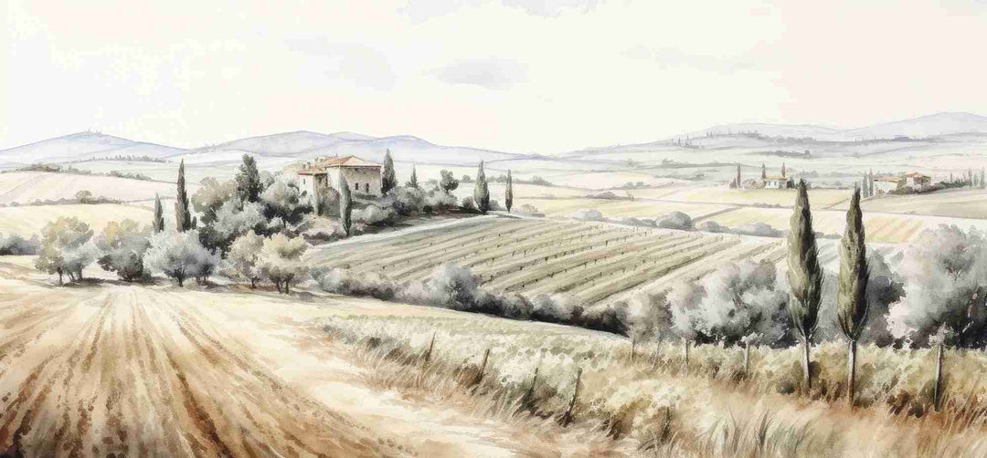 Sérénité Toscane: Panorama Champêtre - Illulart: Papier peint panoramique