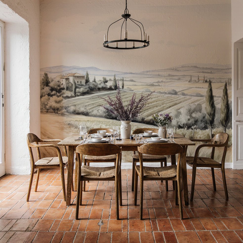 Sérénité Toscane: Panorama Champêtre - Illulart: Papier peint panoramique