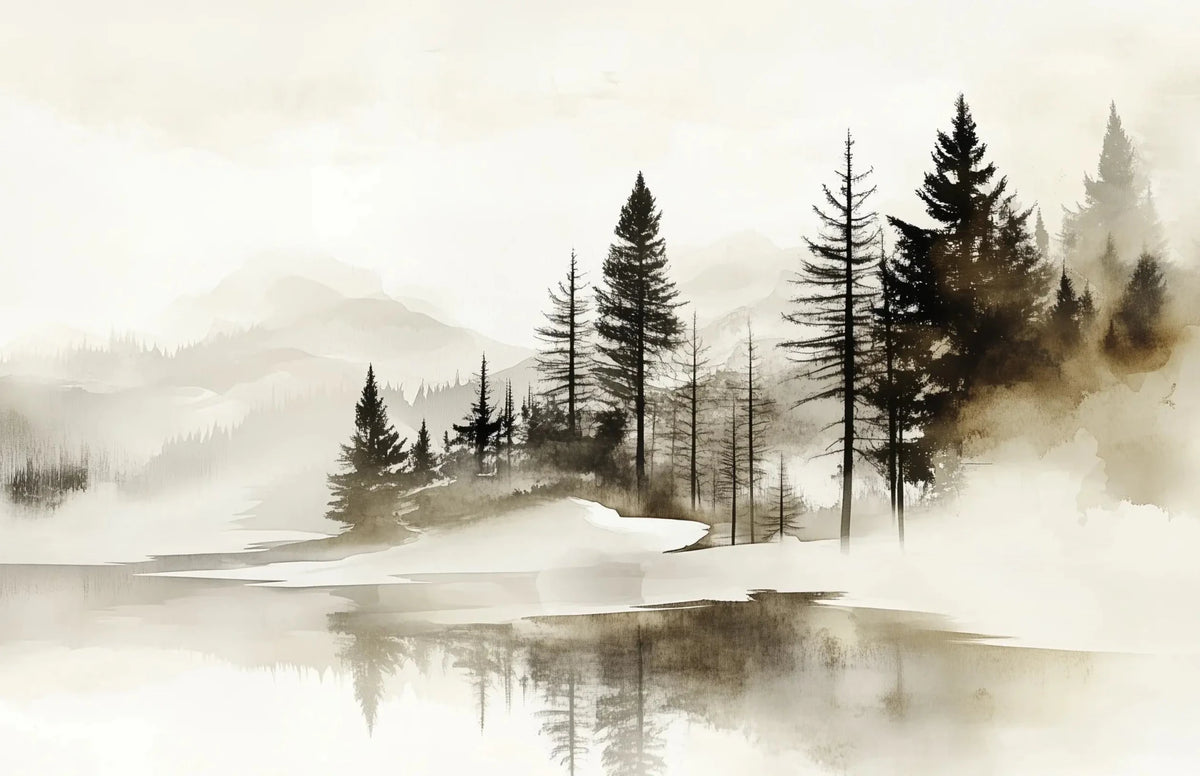Silence des Bois – Une Immersion Apaisante dans une Forêt Brumeuse - Illulart: Papier peint panoramique