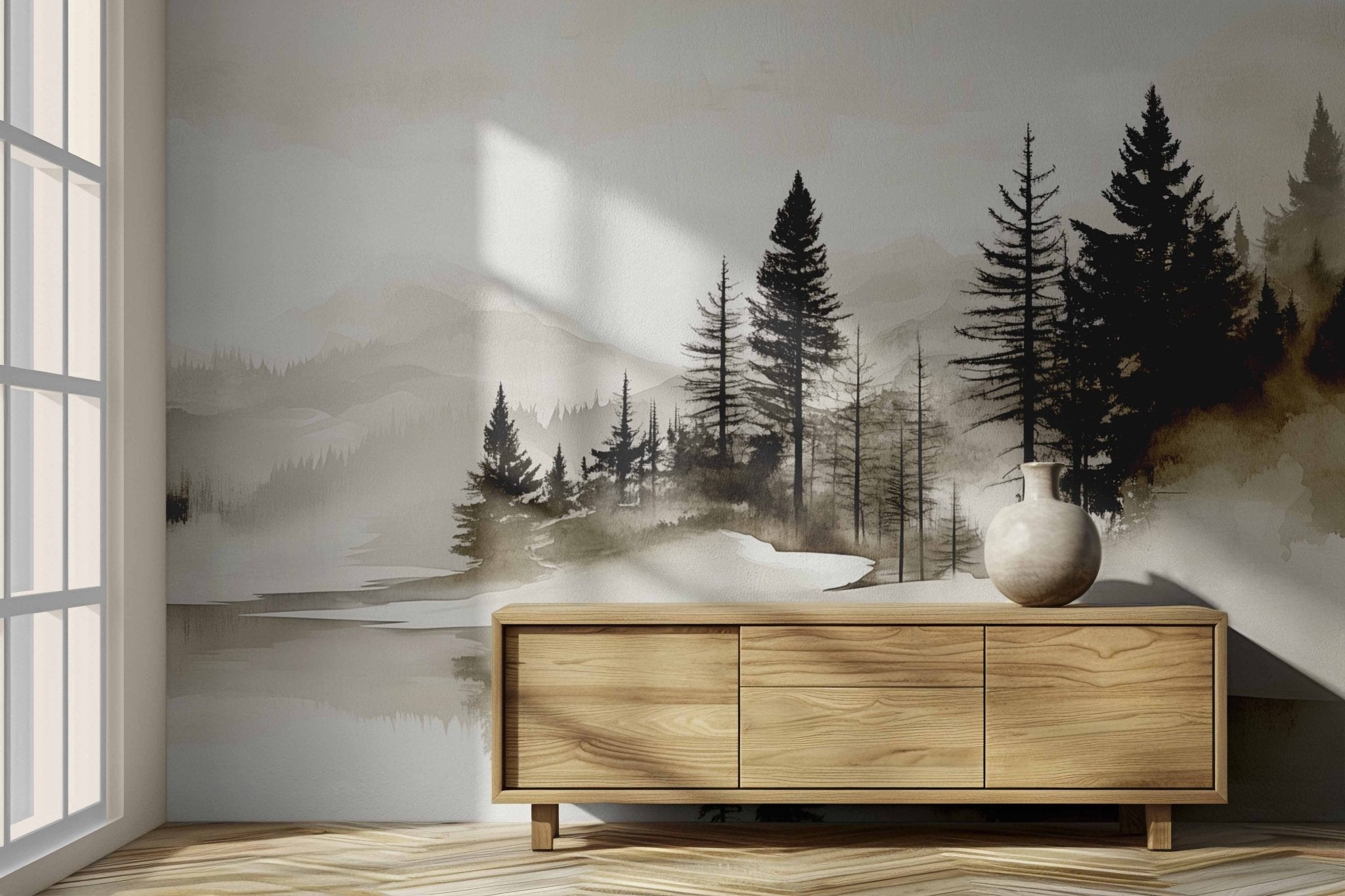 Silence des Bois – Une Immersion Apaisante dans une Forêt Brumeuse - Illulart: Papier peint panoramique