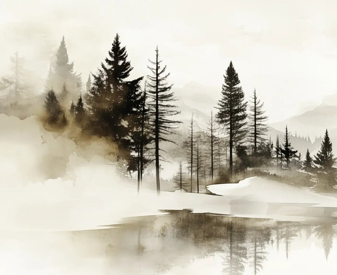 Silence des Bois – Une Immersion Apaisante dans une Forêt Brumeuse - Illulart: Papier peint panoramique