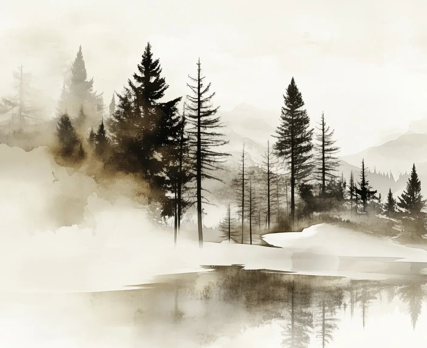 Silence des Bois – Une Immersion Apaisante dans une Forêt Brumeuse - Illulart: Papier peint panoramique