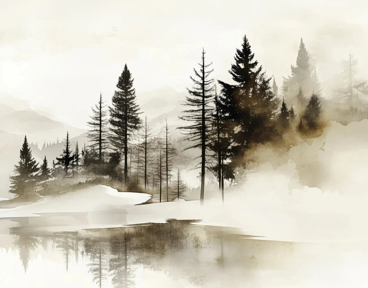 Silence des Bois – Une Immersion Apaisante dans une Forêt Brumeuse - Illulart: Papier peint panoramique