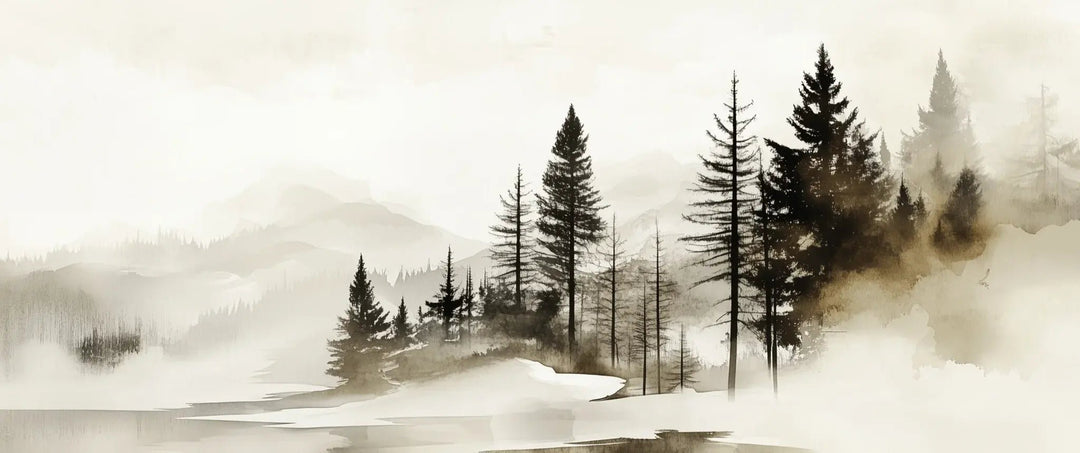 Silence des Bois – Une Immersion Apaisante dans une Forêt Brumeuse - Illulart: Papier peint panoramique