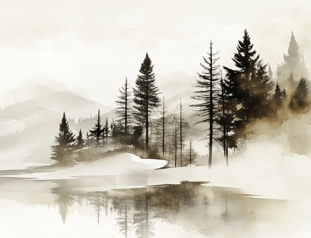 Silence des Bois – Une Immersion Apaisante dans une Forêt Brumeuse - Illulart: Papier peint panoramique