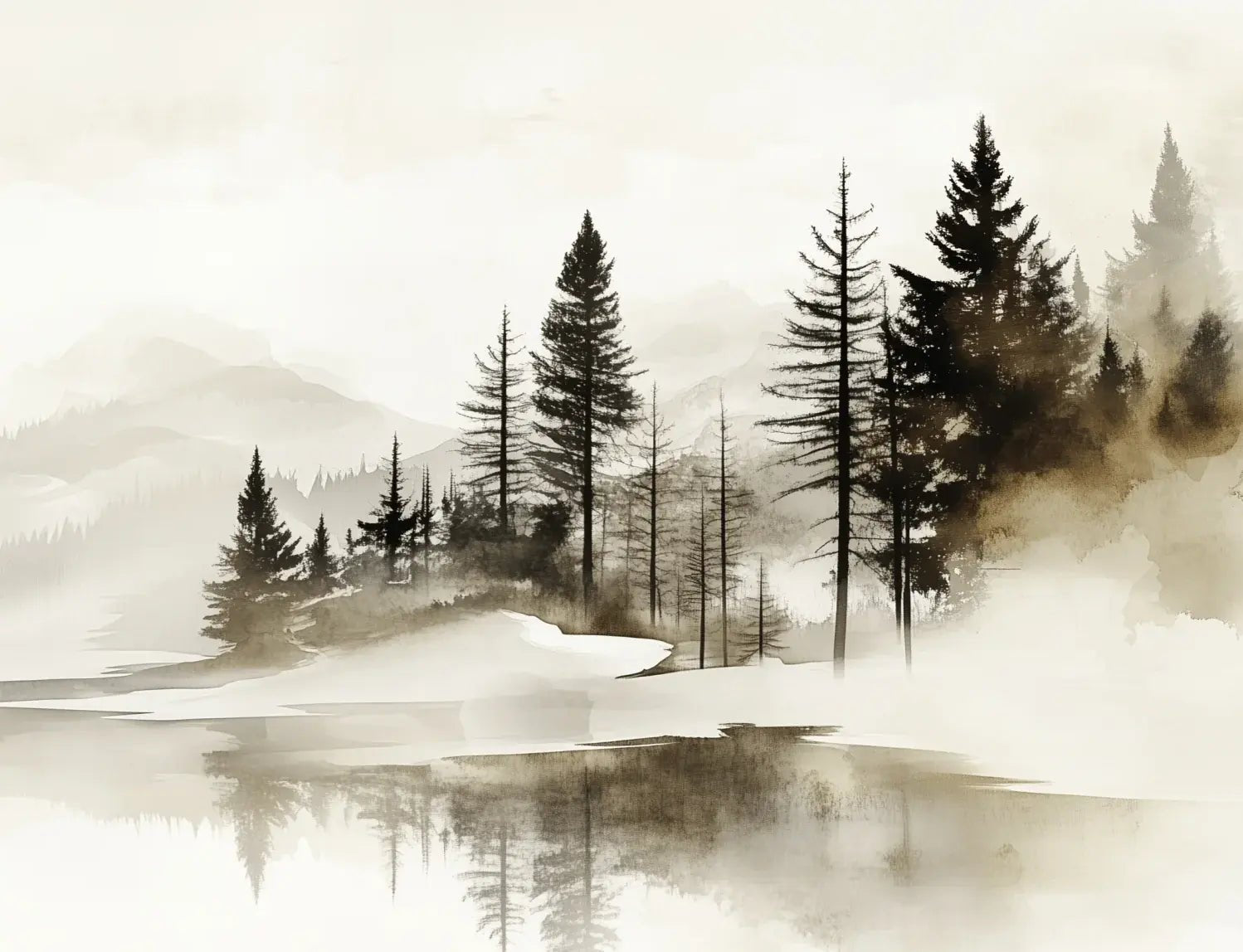 Silence des Bois – Une Immersion Apaisante dans une Forêt Brumeuse - Illulart: Papier peint panoramique