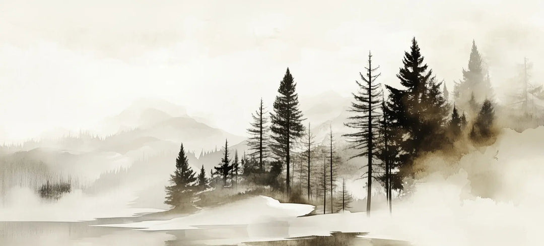 Silence des Bois – Une Immersion Apaisante dans une Forêt Brumeuse - Illulart: Papier peint panoramique