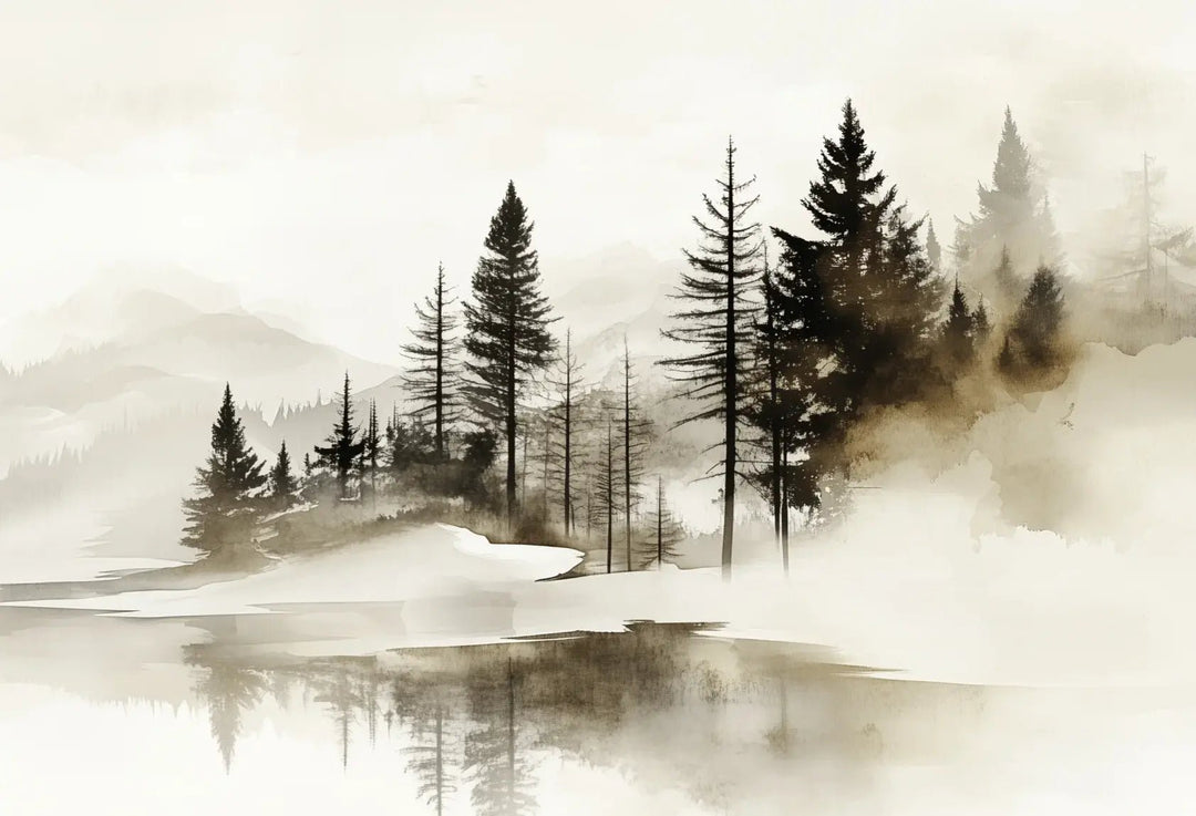 Silence des Bois – Une Immersion Apaisante dans une Forêt Brumeuse - Illulart: Papier peint panoramique