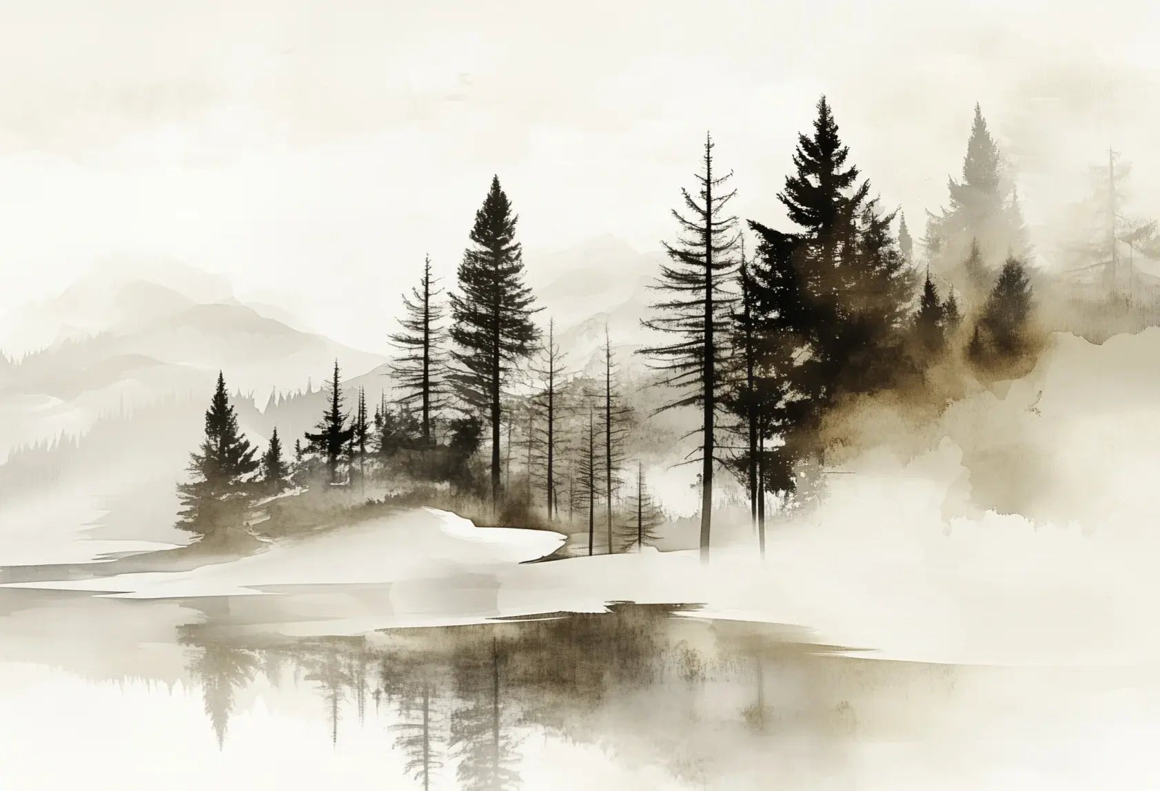 Silence des Bois – Une Immersion Apaisante dans une Forêt Brumeuse - Illulart: Papier peint panoramique