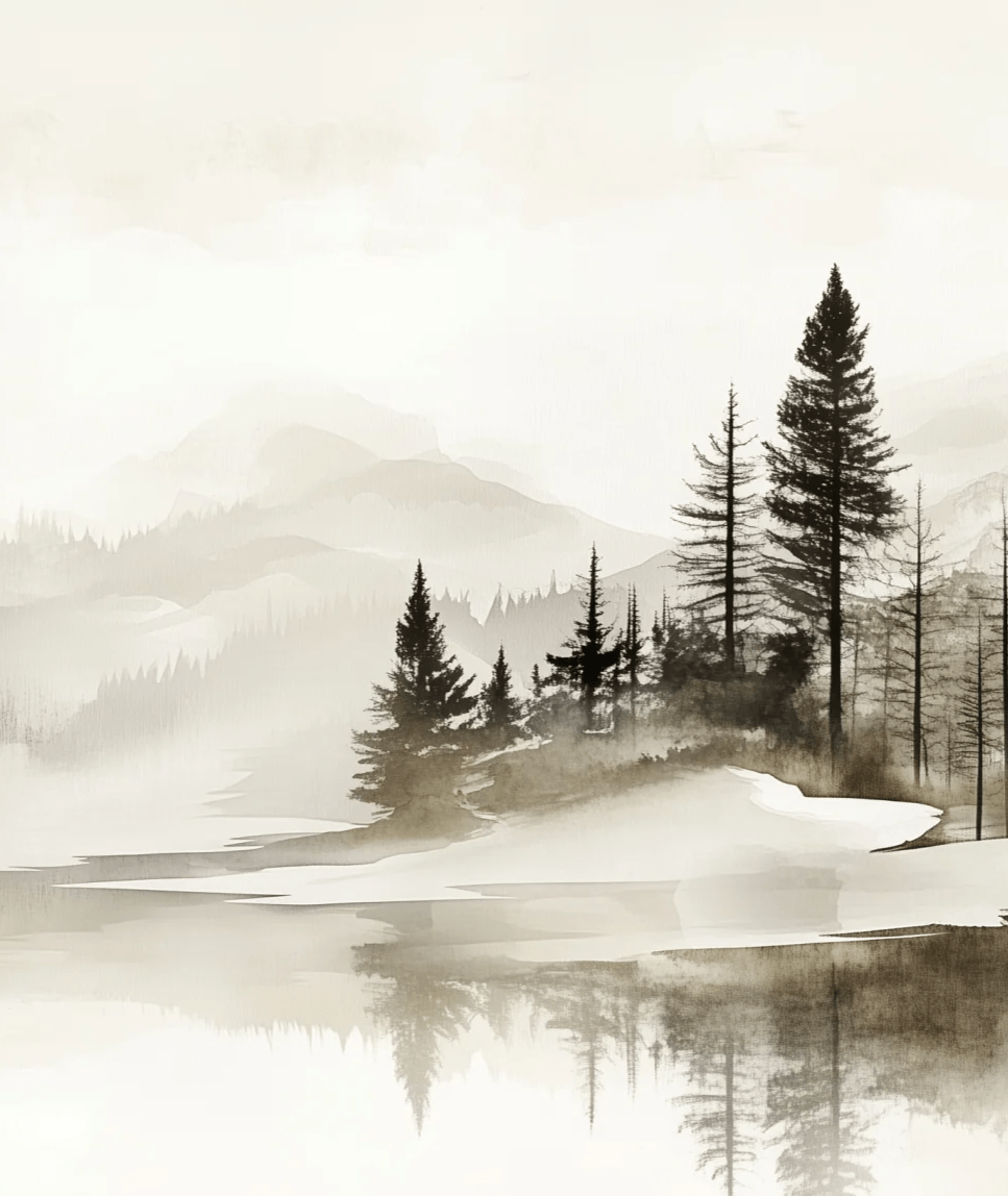 Silence des Bois – Une Immersion Apaisante dans une Forêt Brumeuse - Illulart: Papier peint panoramique