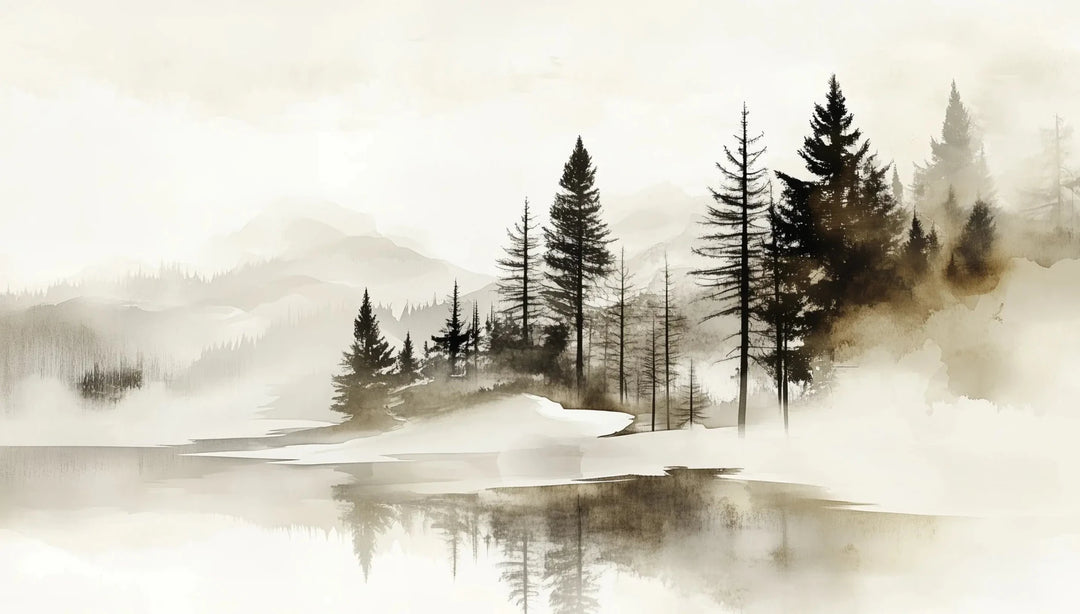 Silence des Bois – Une Immersion Apaisante dans une Forêt Brumeuse - Illulart: Papier peint panoramique