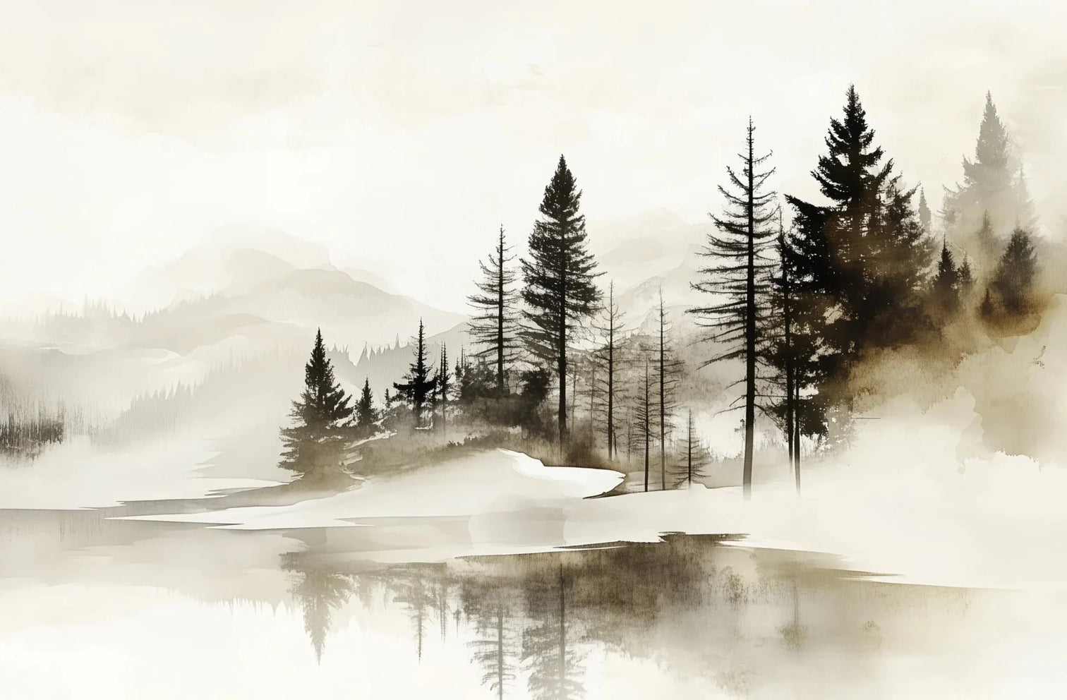 Silence des Bois – Une Immersion Apaisante dans une Forêt Brumeuse - Illulart: Papier peint panoramique
