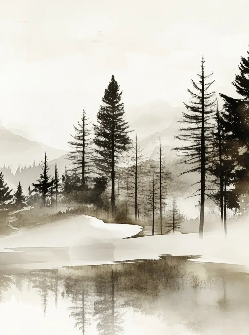 Silence des Bois – Une Immersion Apaisante dans une Forêt Brumeuse - Illulart: Papier peint panoramique