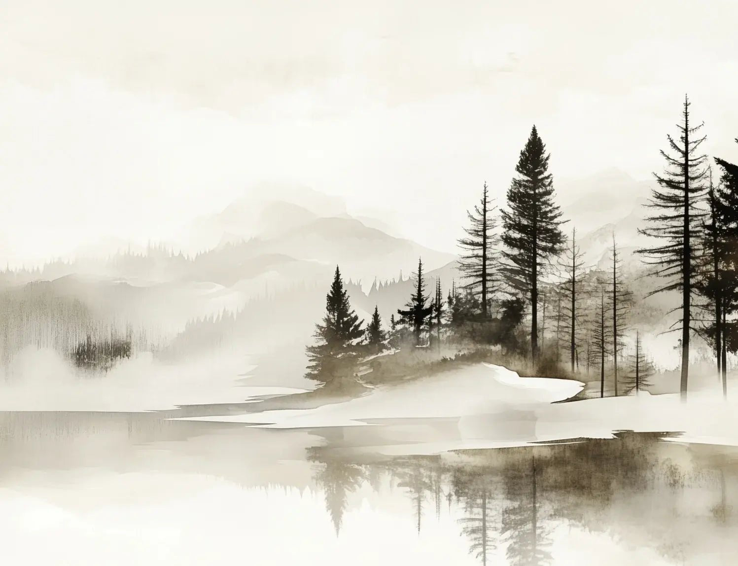 Silence des Bois – Une Immersion Apaisante dans une Forêt Brumeuse - Illulart: Papier peint panoramique