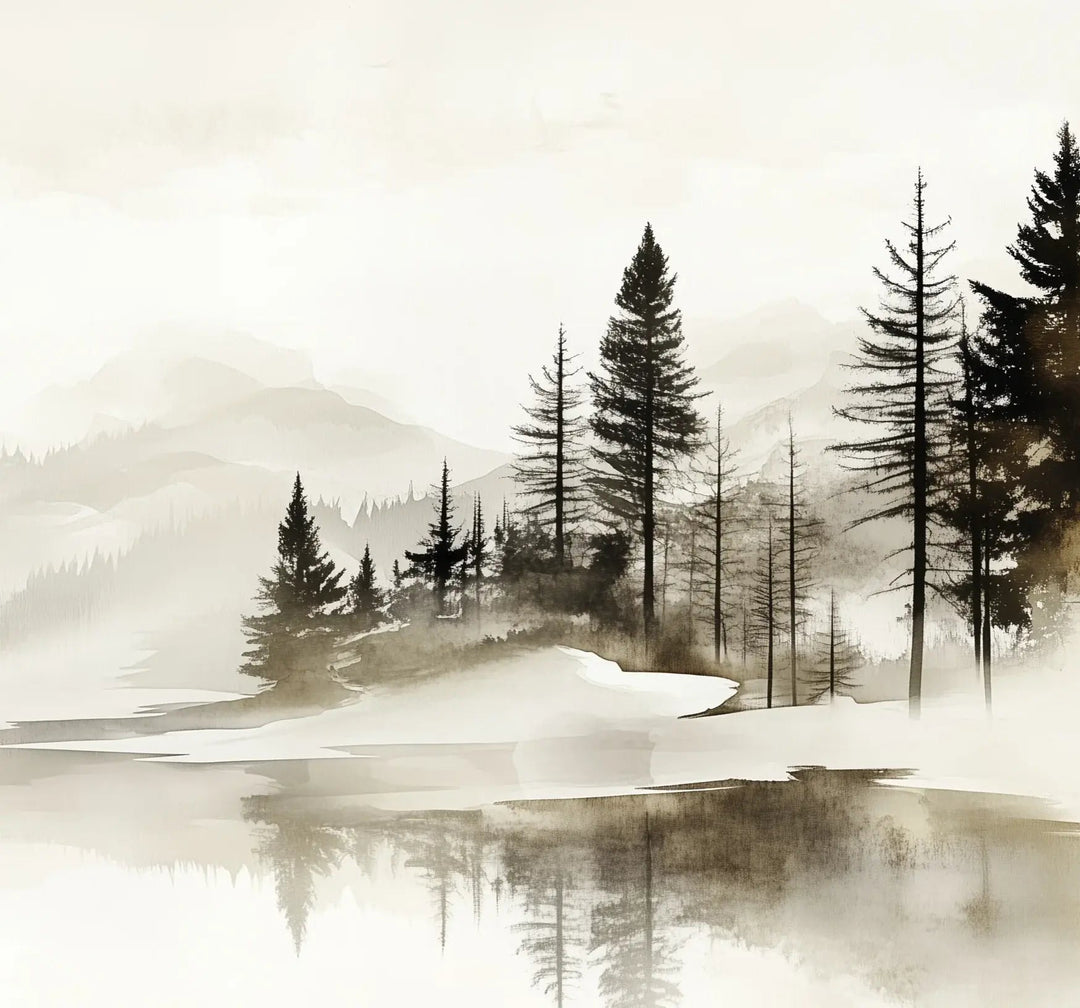 Silence des Bois – Une Immersion Apaisante dans une Forêt Brumeuse - Illulart: Papier peint panoramique