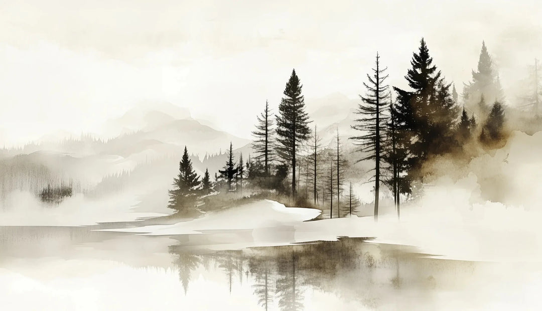 Silence des Bois – Une Immersion Apaisante dans une Forêt Brumeuse - Illulart: Papier peint panoramique