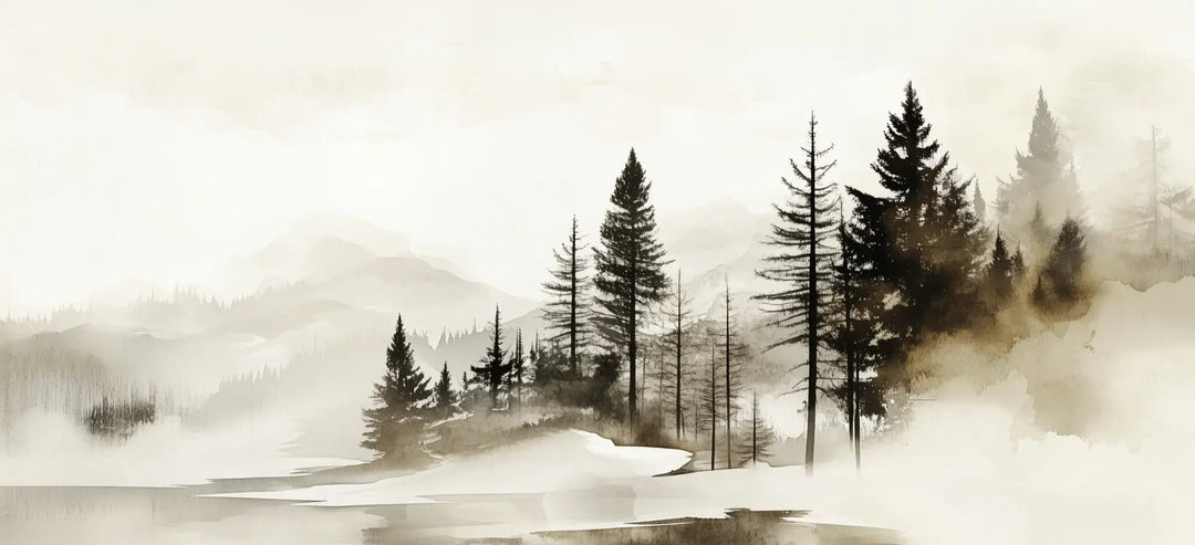 Silence des Bois – Une Immersion Apaisante dans une Forêt Brumeuse - Illulart: Papier peint panoramique