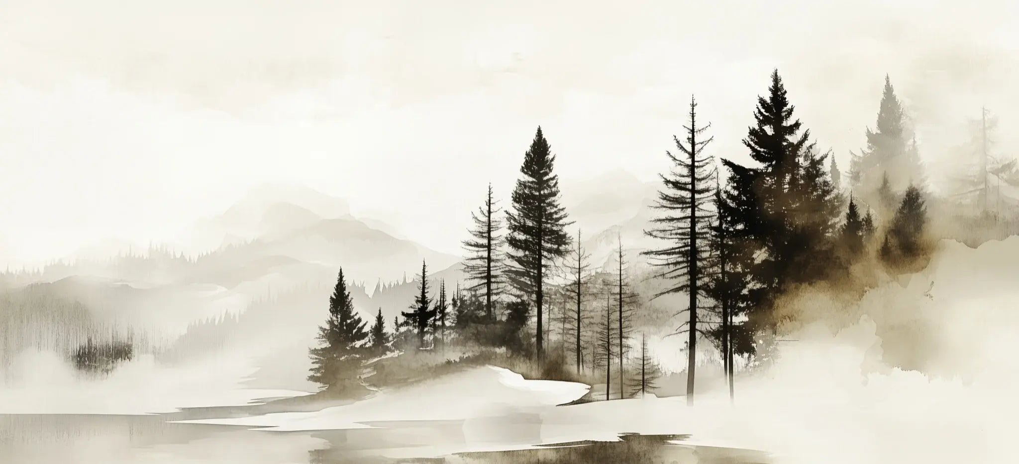 Silence des Bois – Une Immersion Apaisante dans une Forêt Brumeuse - Illulart: Papier peint panoramique