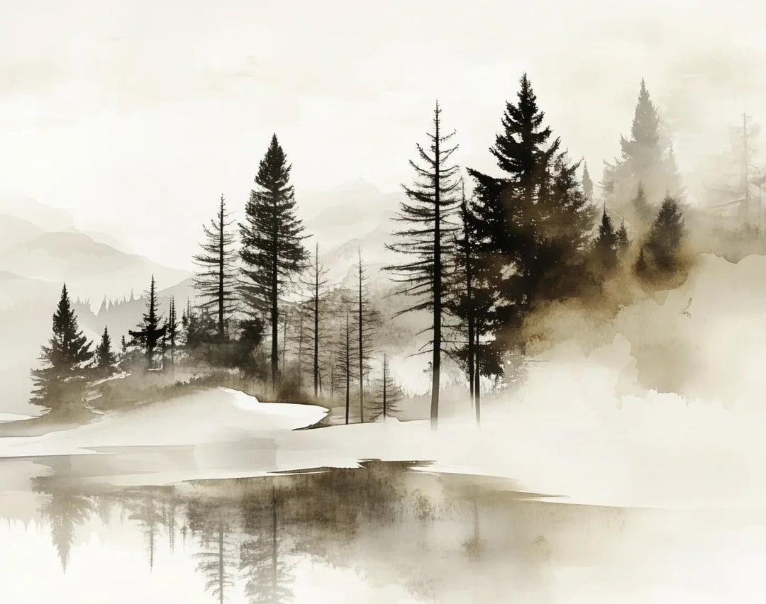 Silence des Bois – Une Immersion Apaisante dans une Forêt Brumeuse - Illulart: Papier peint panoramique