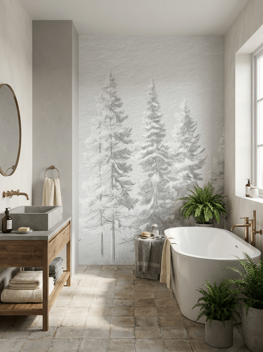 Silence Nordique – Papier peint panoramique forêt de sapins enneigés - Illulart: Papier peint panoramique