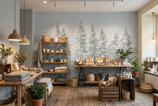 Silence Nordique – Papier peint panoramique forêt de sapins enneigés - Illulart: Papier peint panoramique