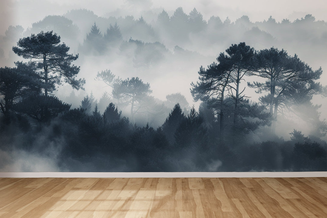 Silhouettes Forestières - Élégance Brumeuse | Papier Peint Panoramique - Illulart: Papier peint panoramique