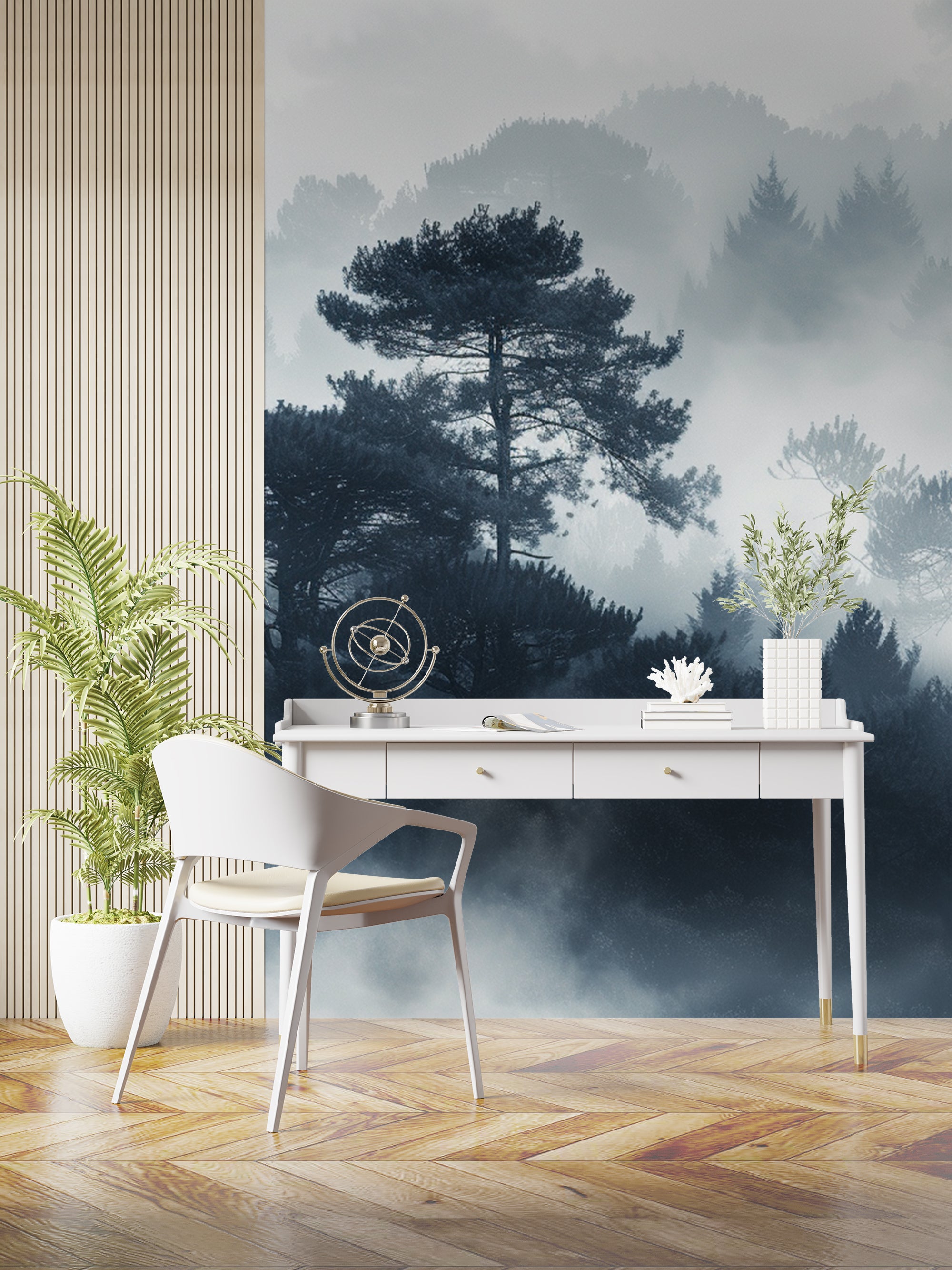 Forest Silhouettes - Misty Elegance | Panoramic Wallpaper