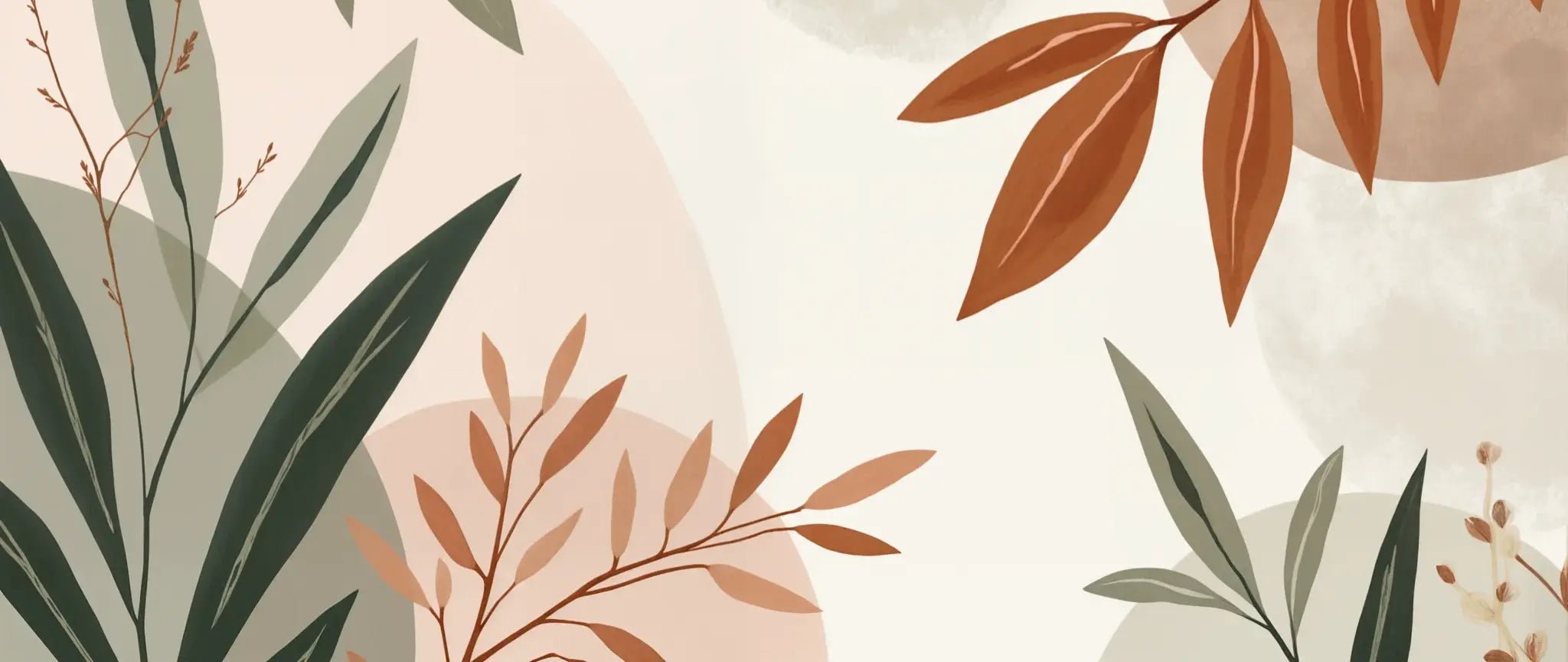 Souffle de Terre et de Sauge – Papier peint feuillage abstrait aux tons doux - Illulart: Papier peint panoramique