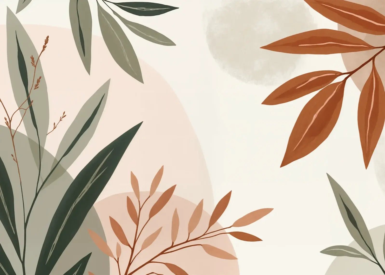 Souffle de Terre et de Sauge – Papier peint feuillage abstrait aux tons doux - Illulart: Papier peint panoramique