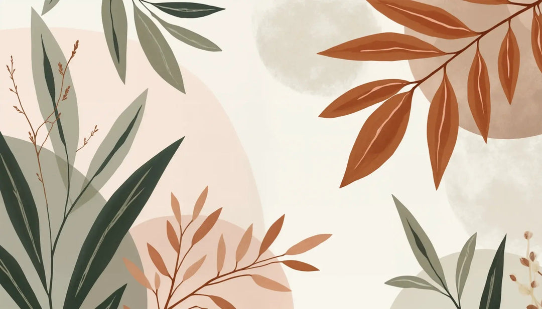 Souffle de Terre et de Sauge – Papier peint feuillage abstrait aux tons doux - Illulart: Papier peint panoramique