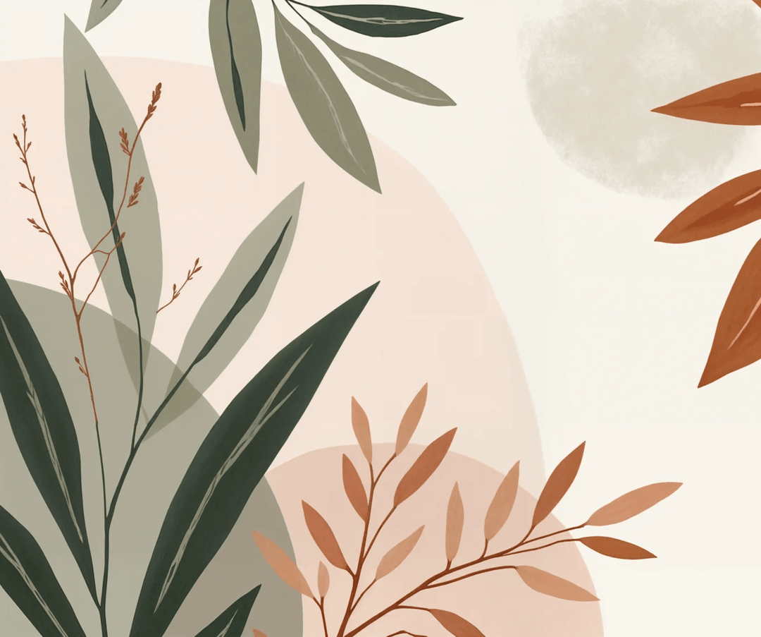 Souffle de Terre et de Sauge – Papier peint feuillage abstrait aux tons doux - Illulart: Papier peint panoramique