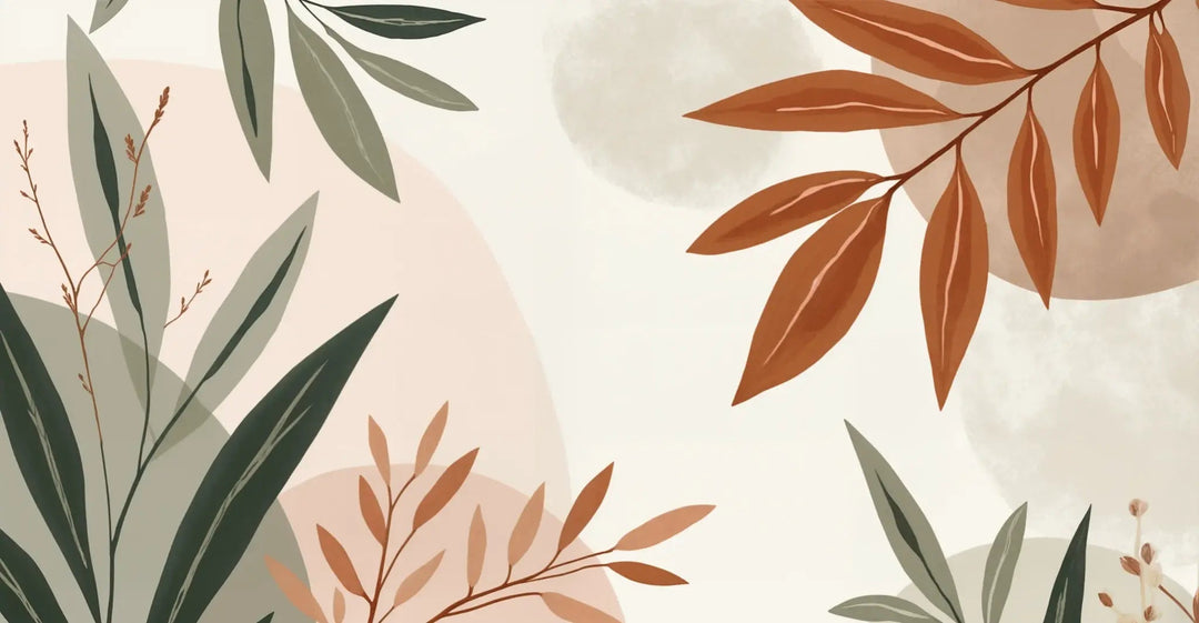 Souffle de Terre et de Sauge – Papier peint feuillage abstrait aux tons doux - Illulart: Papier peint panoramique