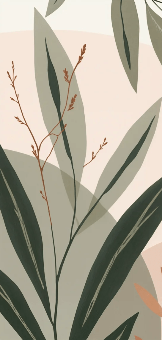 Souffle de Terre et de Sauge – Papier peint feuillage abstrait aux tons doux - Illulart: Papier peint panoramique