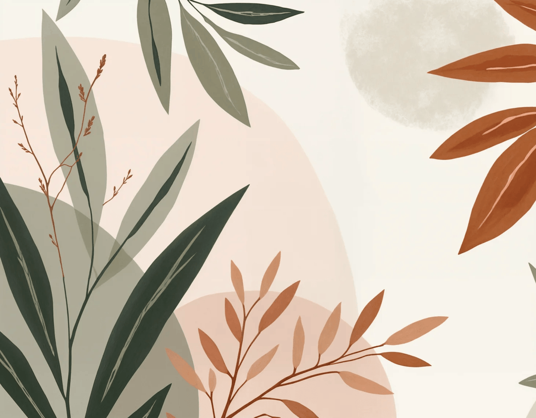 Souffle de Terre et de Sauge – Papier peint feuillage abstrait aux tons doux - Illulart: Papier peint panoramique