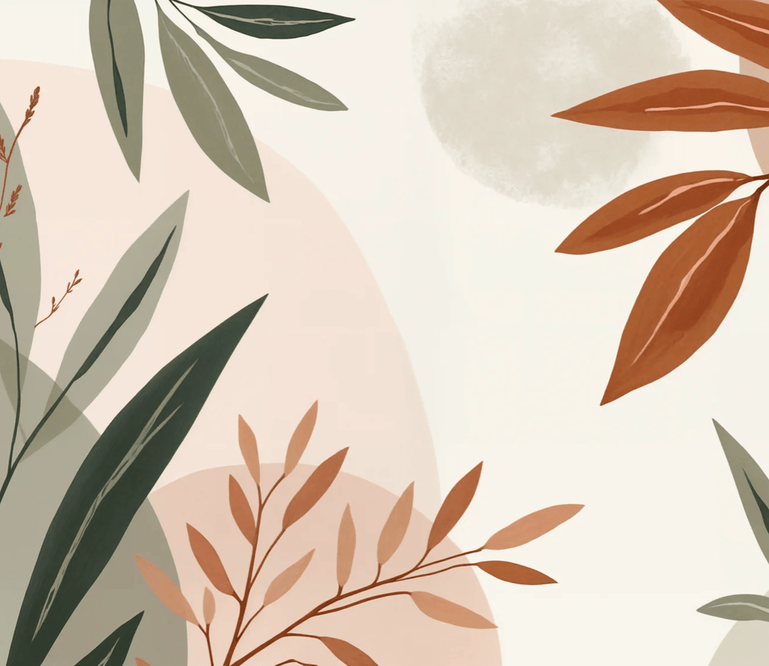 Souffle de Terre et de Sauge – Papier peint feuillage abstrait aux tons doux - Illulart: Papier peint panoramique