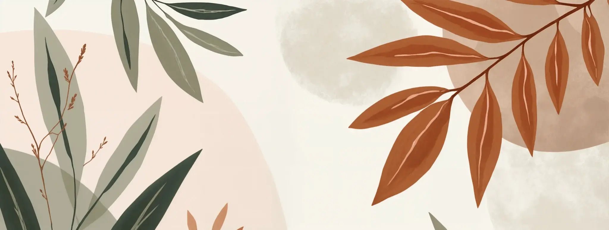 Souffle de Terre et de Sauge – Papier peint feuillage abstrait aux tons doux - Illulart: Papier peint panoramique